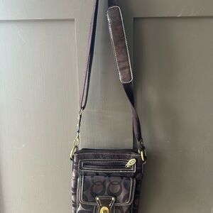 Brown Crossbody Bag with Gold Accents